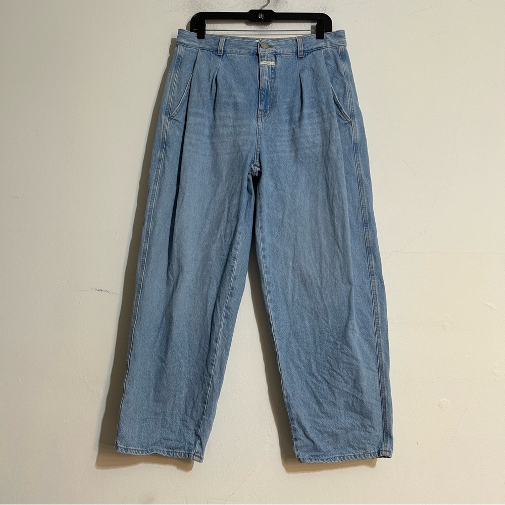Closed Made in Italy Ruthy Light Blue Pleated Straight Leg Baggy Jeans Size 30